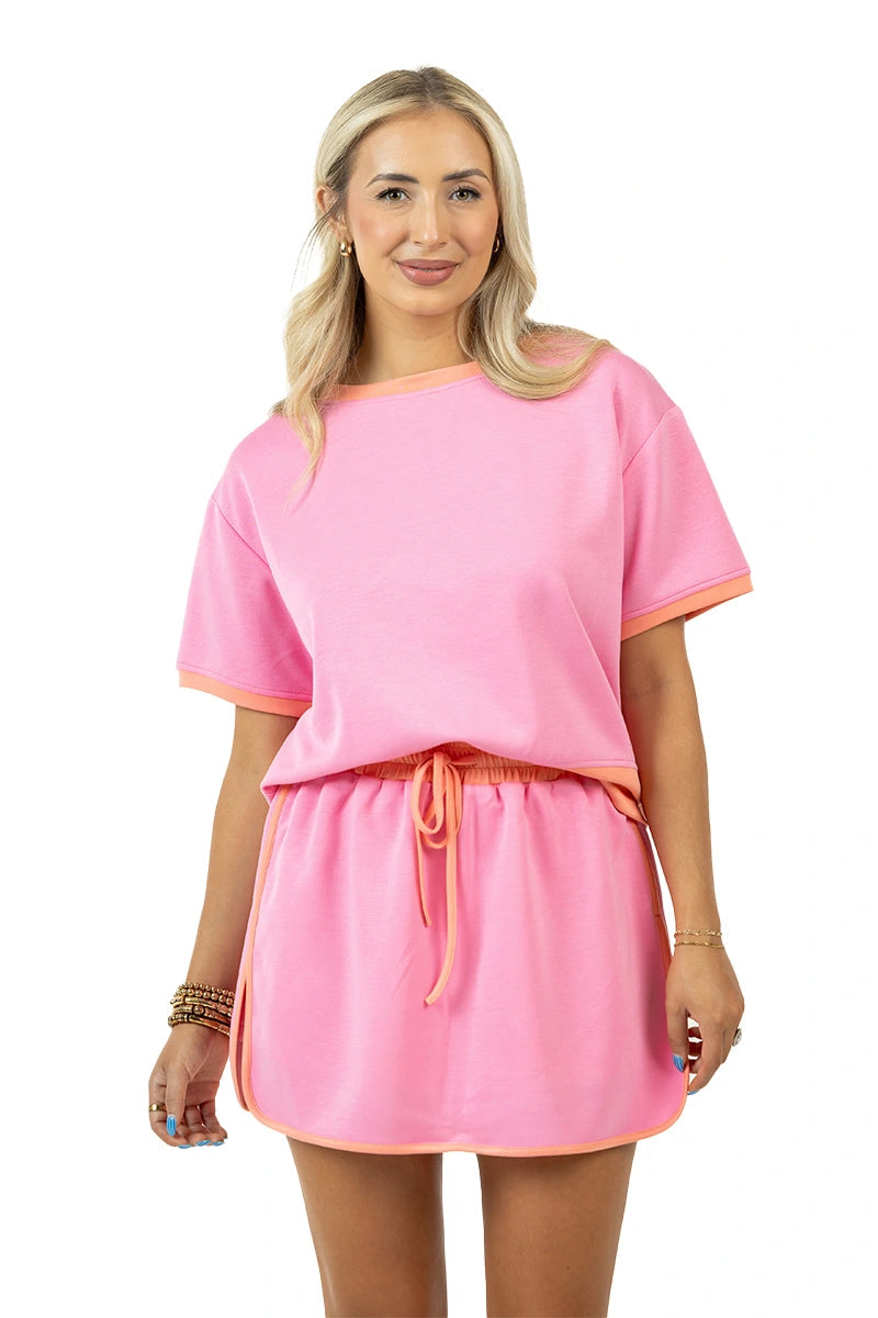 Pink and Orange Matching Skirt and Top Set