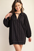 Black Balloon Sleeve Mini Dress