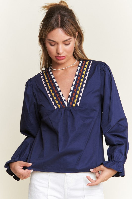 Navy Color Trim Top