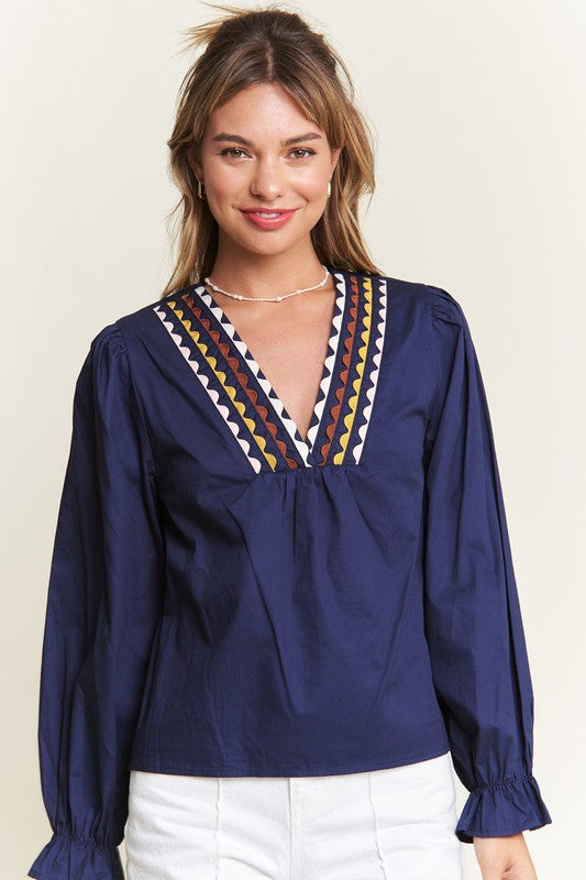 Navy Color Trim Top