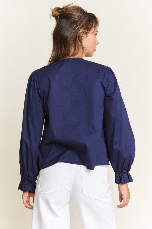 Navy Color Trim Top