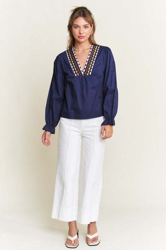 Navy Color Trim Top