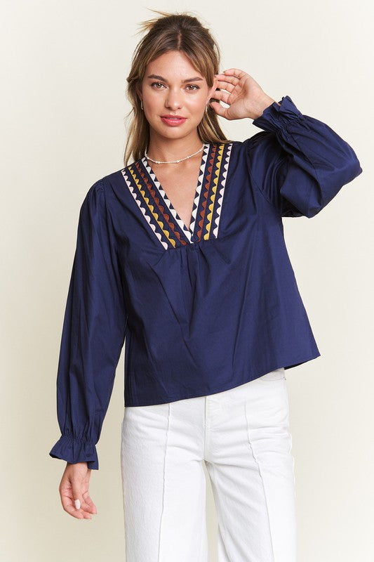 Navy Color Trim Top