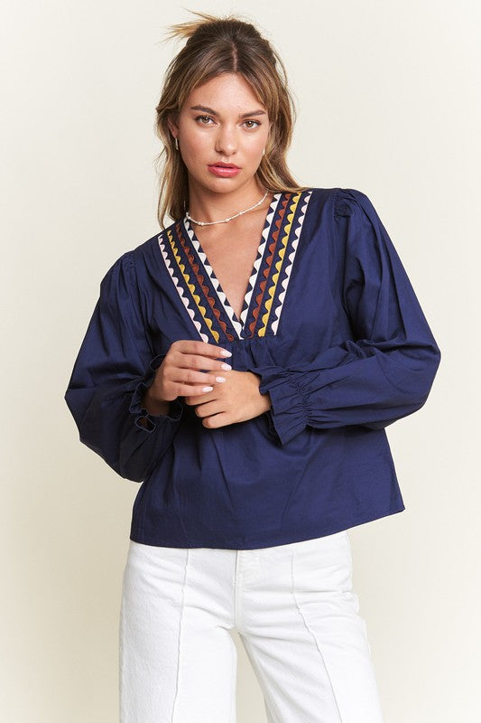 Navy Color Trim Top