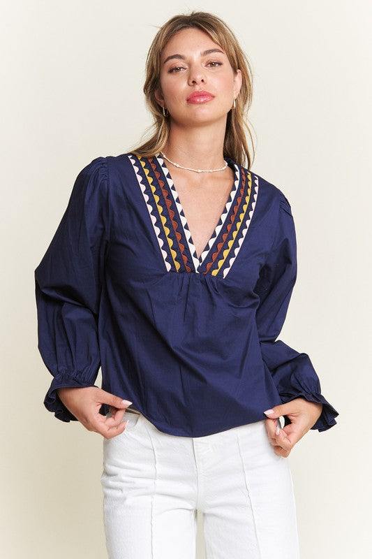 Navy Color Trim Top