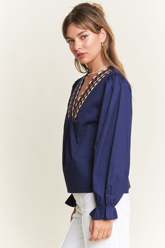 Navy Color Trim Top