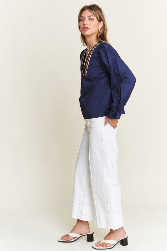 Navy Color Trim Top