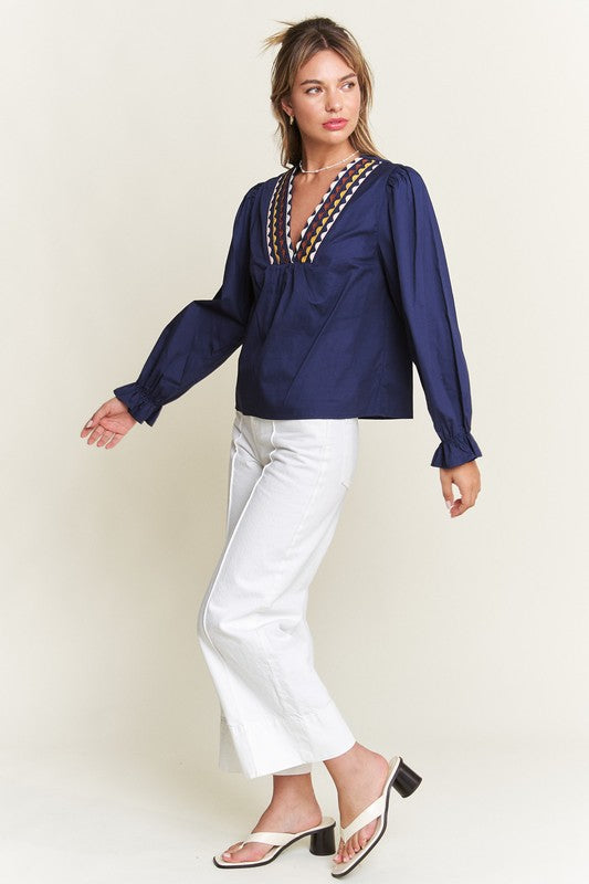 Navy Color Trim Top