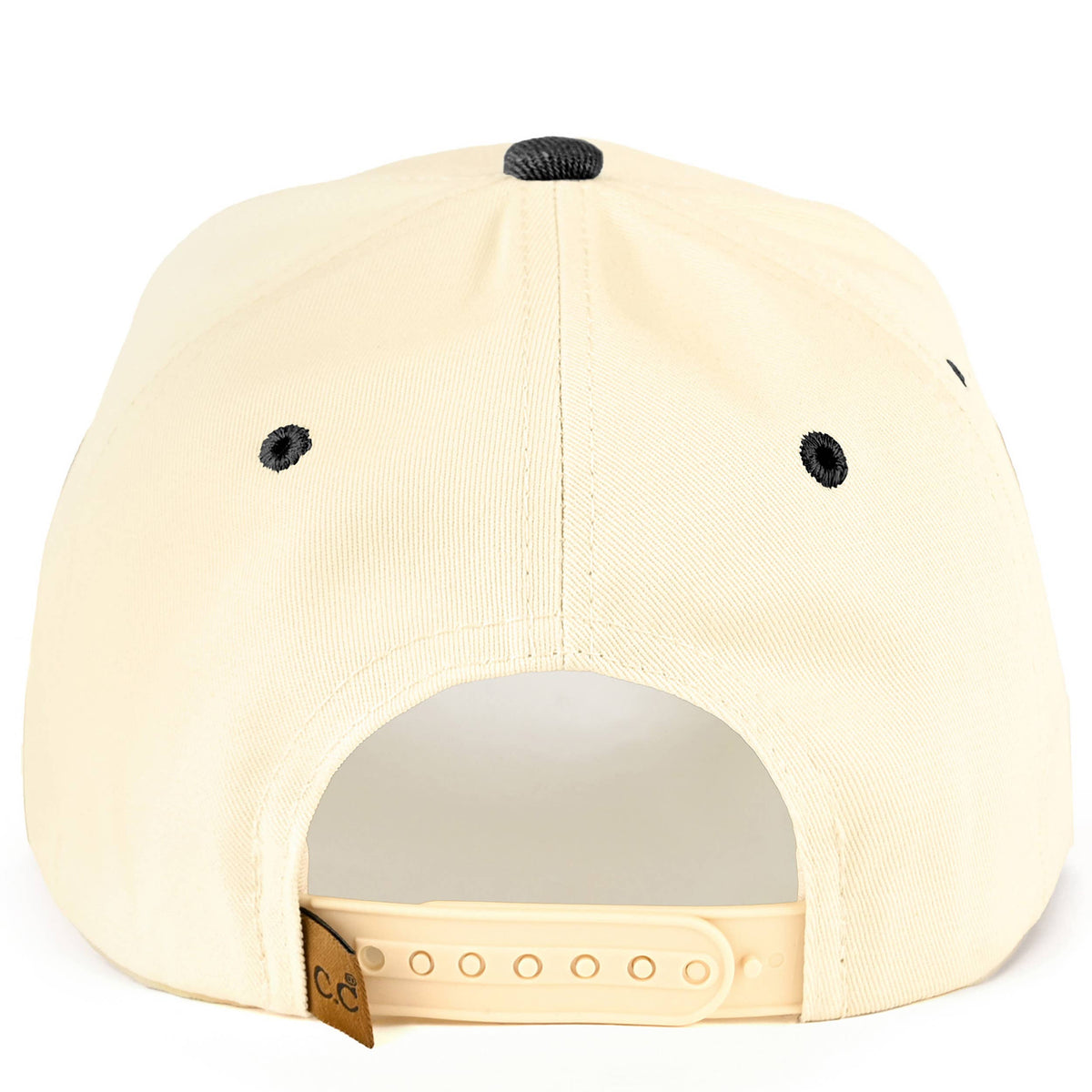 C.C AMEN Embroidered Letter Two Tone Trucker Hat: Black