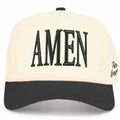 C.C AMEN Embroidered Letter Two Tone Trucker Hat: Black