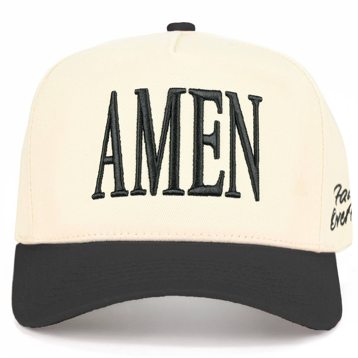 C.C AMEN Embroidered Letter Two Tone Trucker Hat: Black