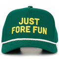 JUST FORE FUN Letter Embroidered on Two Tone Trucker Hat