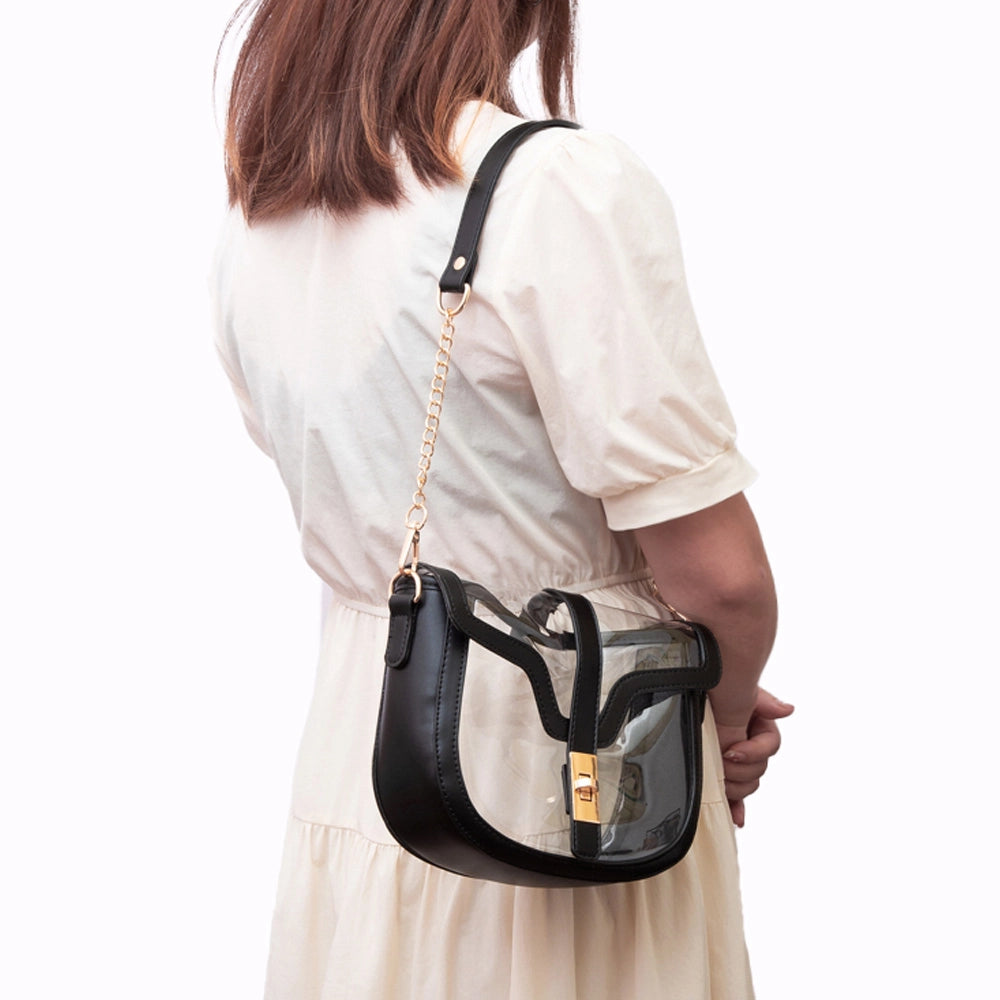 Clear Transparent Saddle Bag - Black