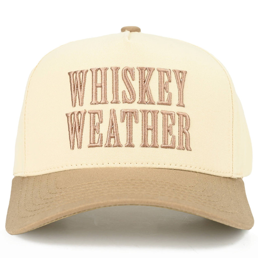 WHISKEY WEATHER Embroidered Letter Two Tone Trucker Hat