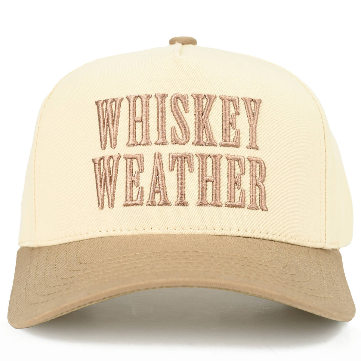 WHISKEY WEATHER Embroidered Letter Two Tone Trucker Hat