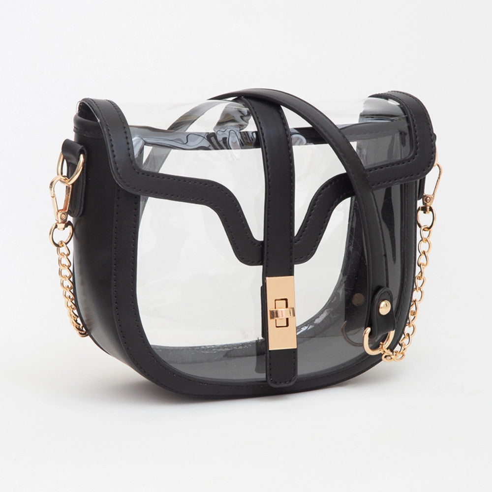 Clear Transparent Saddle Bag - Black