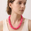 Chunky Beaded Statement Necklace: Fuchsia