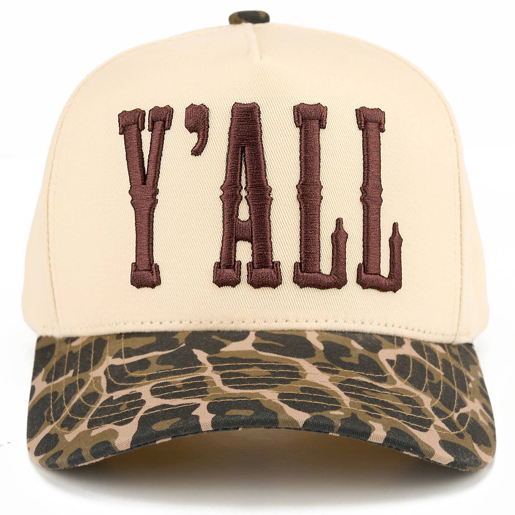 Y'ALL Letter Embroidered Two Tone Trucker Hat