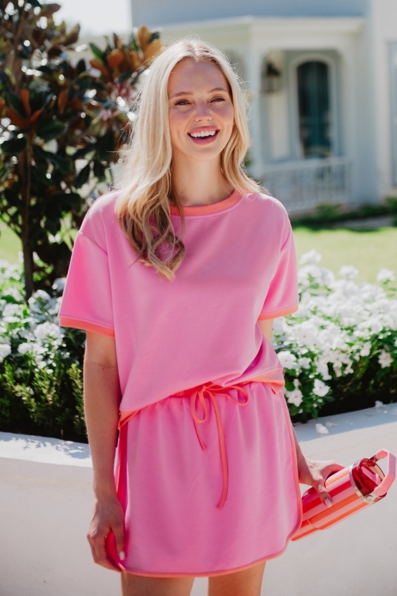 Pink and Orange Matching Skirt and Top Set