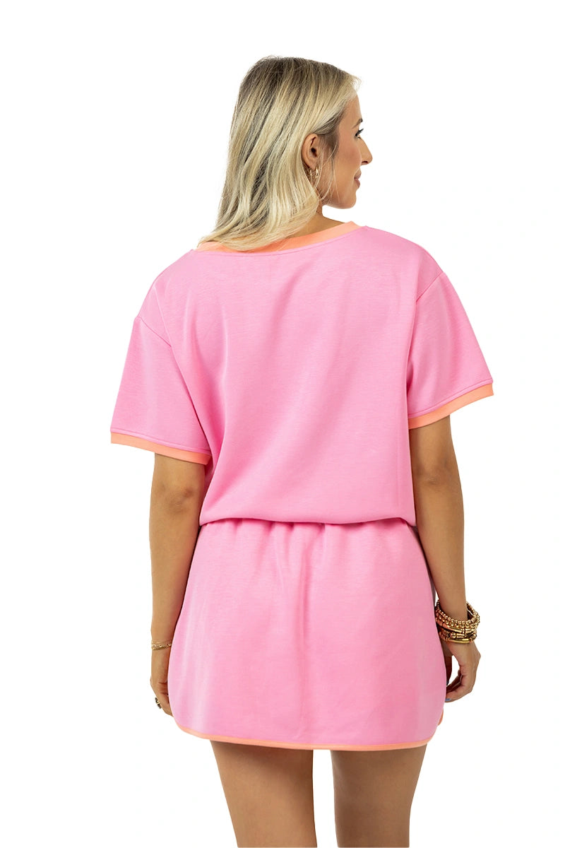 Pink and Orange Matching Skirt and Top Set